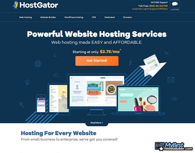 HostGator website builder review: homepage