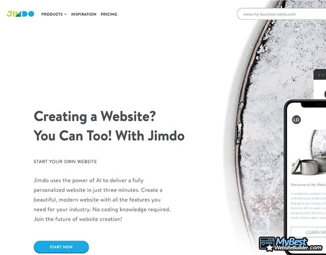 Jimdo review: homepage.